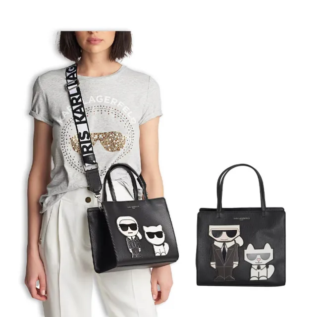 【KARL LAGERFELD 卡爾】KARL 卡爾與貓 提把包 側背包 單肩包 卡爾 拉格斐 LAGERFELD 老佛爺(提把包9751)