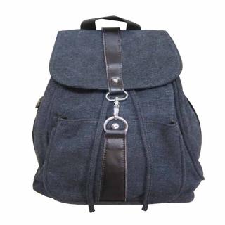 【SNOW.bagshop】後揹包小容量設計潮流防水帆布+皮革材質外出休閒逛街萬用可平板電腦後背