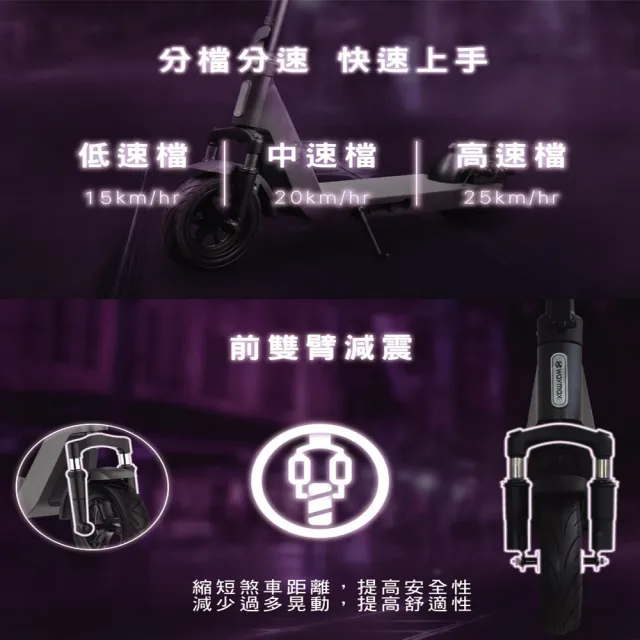 【Waymax】X9電動滑板車(前雙臂減震、IPX5防水車款)