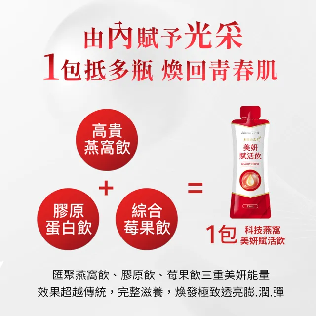 【Aicom 艾力康】科技燕窩美妍賦活飲25ml/7包/盒(滋補養顏 美妍賦活 林志玲代言)