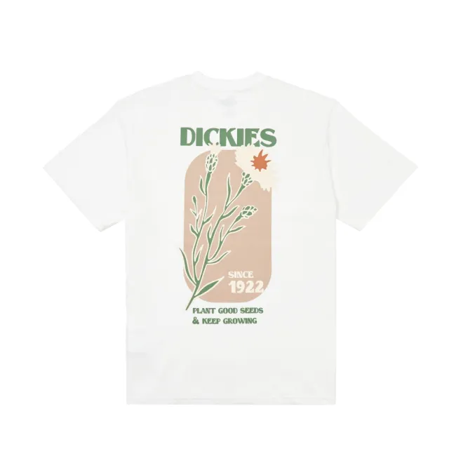 【Dickies】男女款白色純棉背面沙漠植物大印花設計休閒短袖T恤｜DK012926WHX