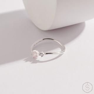 【SPANCONNY 飾品控】繆思MUSE l 粉水晶 菫青石 S925純銀 l 微光雙鑽線戒(品牌獨家設計款)