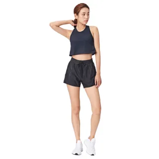 【iFit 愛瘦身】Fitty 拼接波紋運動短褲(黑色)