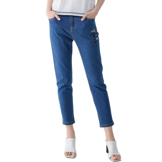 【ILEY 伊蕾】萊卡高腰顯瘦牛仔褲(藍色；M-2L；1242308603)