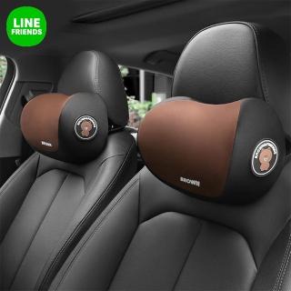 【LINE FRIENDS】熊大兔兔莎莉絲光棉記憶棉汽車頭枕護頸枕(車用頭枕 車用靠枕 護頸頭枕)