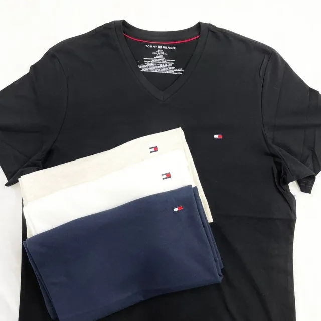 【Tommy Hilfiger】Tommy Hilfiger V領 短T 現貨 短袖 T恤 男生上衣 素t  湯米 短T  基本款(短袖 T恤9032)