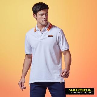 【NAUTICA】男裝 COMPETITION撞色領圍短袖POLO衫(白色)