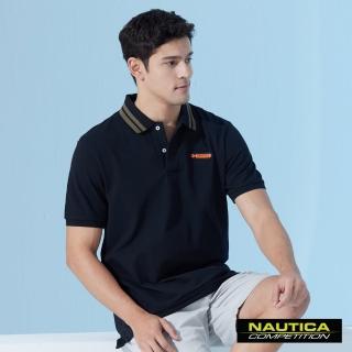 【NAUTICA】男裝 COMPETITION撞色領圍短袖POLO衫(黑色)