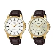 【CASIO 卡西歐】MTP-V004GL 復古文青 無數字 大錶面 帶日期 白金色 腕錶 手錶 40mm(皮錶帶 指針錶)