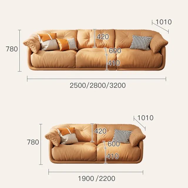 【Taoshop 淘家舖】J - 科技沙發義式極簡客廳小戶型｜輕奢現代雲朵 奶油風布沙發 TD045(1.9m雙人位)