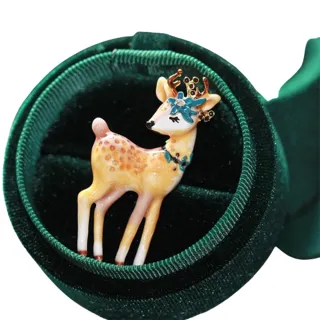 【ANGEL】馴鹿斑比滴油動物胸針別針兩用款(黃色)