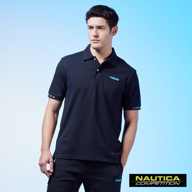 【NAUTICA】男裝 COMPETITION簡約素面短袖POLO衫(黑色)