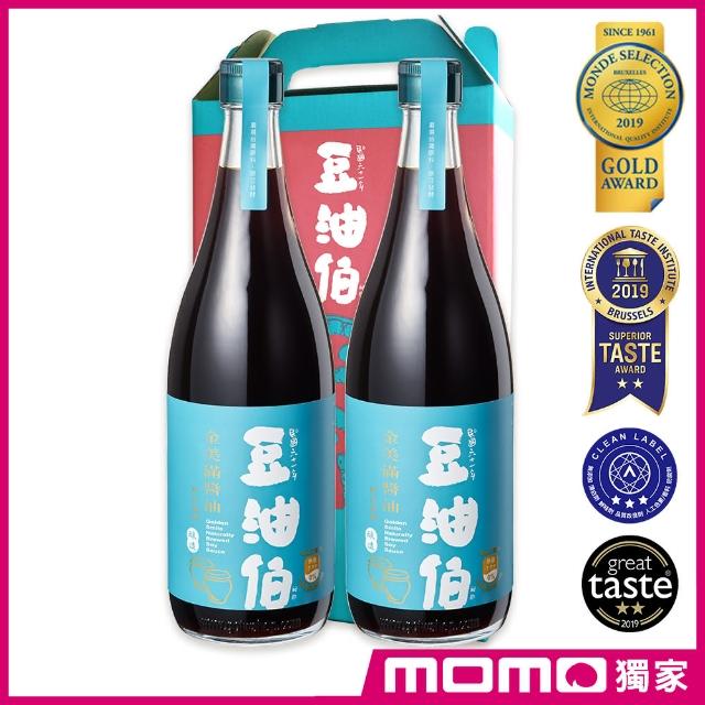 【豆油伯醬油】金美滿無添加糖釀造醬油680ml-2入禮盒(送禮自用皆宜)