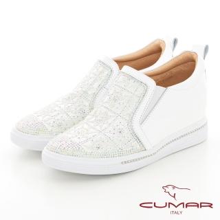 【CUMAR】鏤空窗花感內增高懶人休閒鞋(白色)