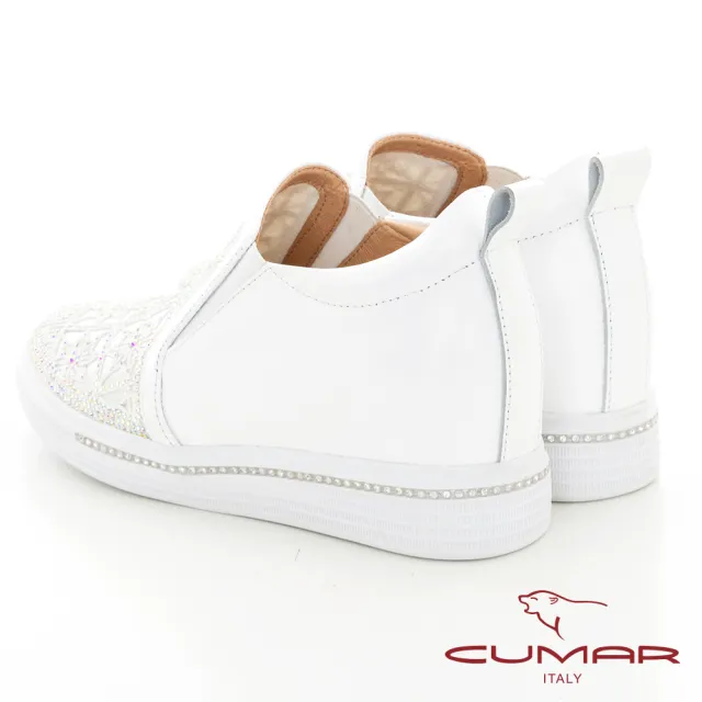 【CUMAR】鏤空窗花感內增高懶人休閒鞋(白色)