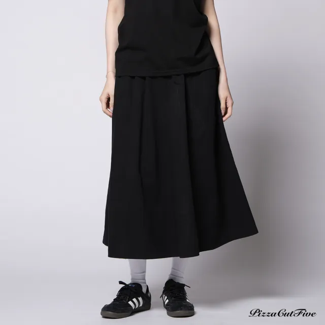 【PizzaCutFive】休閒工裝設計長裙(簡約百搭 材質柔軟 鬆緊有彈性)