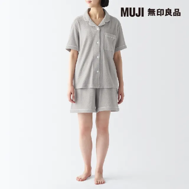 【MUJI 無印良品】女棉混聚酯纖維雙面圈絨毛巾布短袖家居睡衣(共4色)