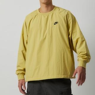 【NIKE 耐吉】男款 檸檬黃色 刺繡 尼龍 防風 內網眼 口袋 衛衣 大學T 上衣 FB8495-720