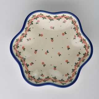 【波蘭陶】Vena  花型盤{大} 造型餐盤 陶瓷盤 菜盤 水果盤 點心盤 24cm 波蘭手工製(玫瑰花圈系列)