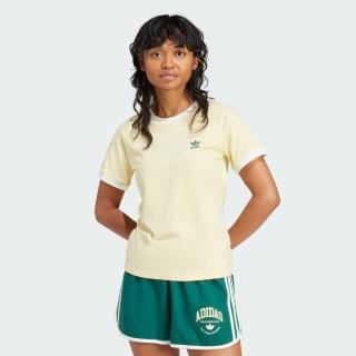 【adidas 愛迪達】上衣 女款 短袖上衣 運動 三葉草 VRCT TEE 黃 IT9855