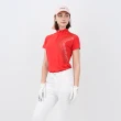 【LE COQ SPORTIF 公雞】高爾夫系列 女款紅色漸層配色字母印花抗UV短袖立領衫 QLT2T202