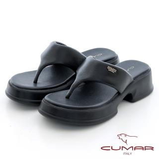 【CUMAR】澎澎夾腳後底涼拖鞋(黑色)
