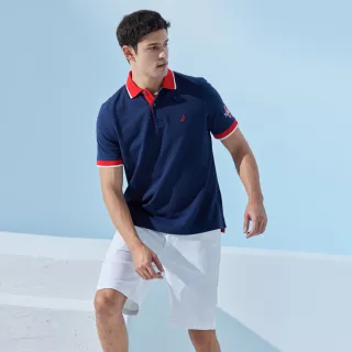 【NAUTICA】男裝 簡約修身素面休閒短褲(白色)