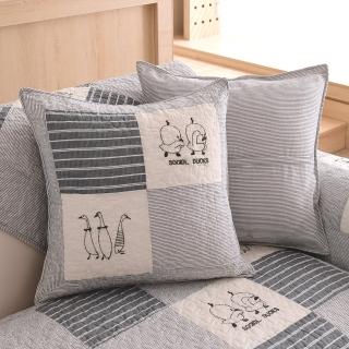 【BonBon naturel】鄉村風純棉拼接透氣舒適抱枕/靠墊-45*45CM(抱枕/靠墊/腰枕/午睡枕)