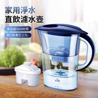 【ANTIAN】家用自來水直飲濾水壺 廚房除菌去垢淨水壺 過濾淨水器 附1個濾芯 2.5L