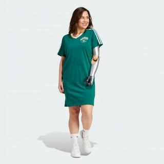 【adidas 愛迪達】洋裝 女款 運動洋裝 長版上衣 三葉草 VRCT DRESS 綠 IR6042