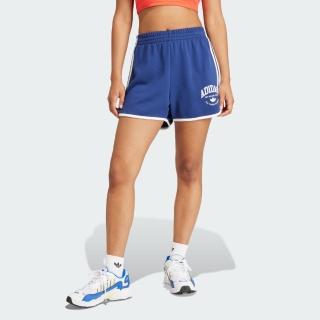 【adidas 愛迪達】短褲 女款 運動褲 三葉草 VRCT SHORT 藍 IT9854