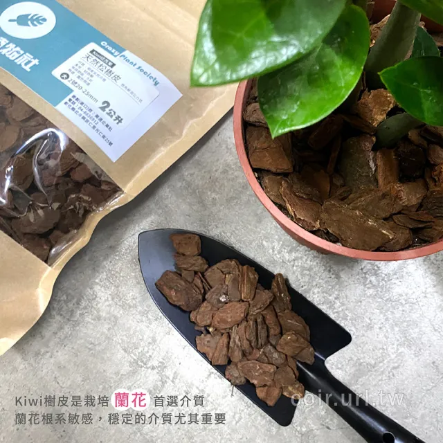 【瘋狂植物社】紐西蘭Kiwi天然松樹皮2公升裝-1號粗大25-50mm(造景鋪設、栽培 / 透水、透氣、適度保水)