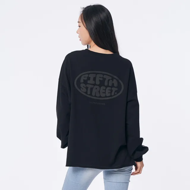 【5th STREET】女裝寬版高山罐頭動物繡長袖T恤 共3色
