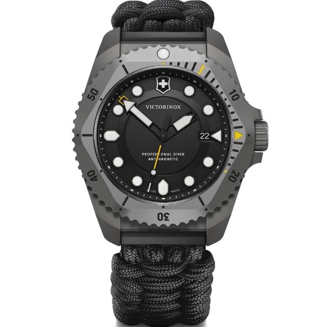 【VICTORINOX 瑞士維氏】Dive Pro ISO 6425 認證 300米潛水鈦石英腕錶-43mm黑(VISA-241993.1)