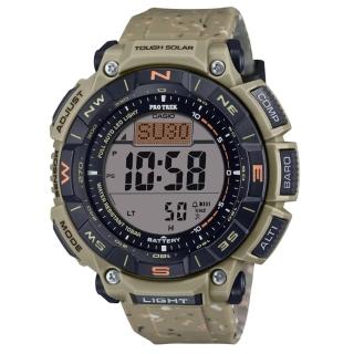 【CASIO 卡西歐】PRO TREK 戶外運動首選 卡其棕 太陽能電力 三重感應器 環保材質設計 PRG-340SC-5 51.7mm
