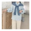 【R.NETS】雅芮絲 韓版條紋襯衫+時尚披肩二件組