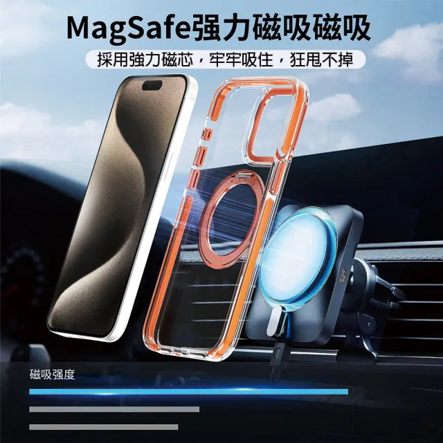 【HongXin】iPhone 15 Pro 6.1吋 360度旋轉磁吸支架防摔手機殼