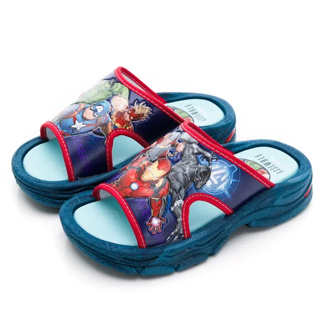 【Marvel 漫威】童鞋 復仇者聯盟 拖鞋/穿脫方便 台灣製 藍(MRKS36006)