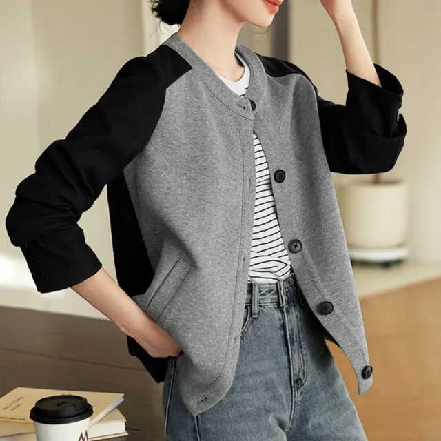 【LANNI 藍尼】★撞色休閒感棒球外套(上衣/女裝/外套/夾克/休閒/正式/通勤)