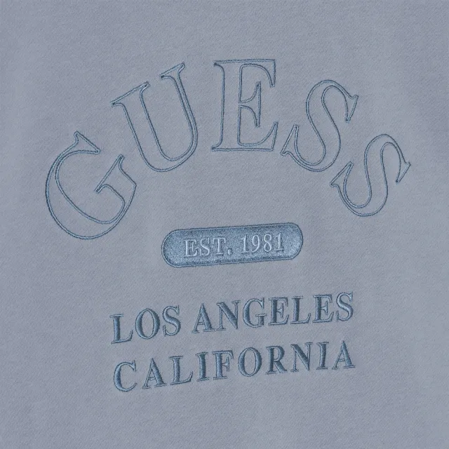 【GUESS】基本百搭LOGO刺繡圓領長袖T(三色任選)