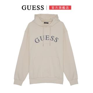 【GUESS】簡約洛杉磯字母LOGO刷毛帽T(三色任選)