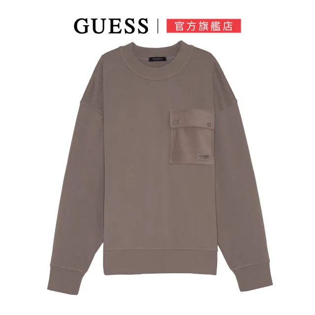 【GUESS】休閒質感厚磅口袋長袖上衣(兩色任選)