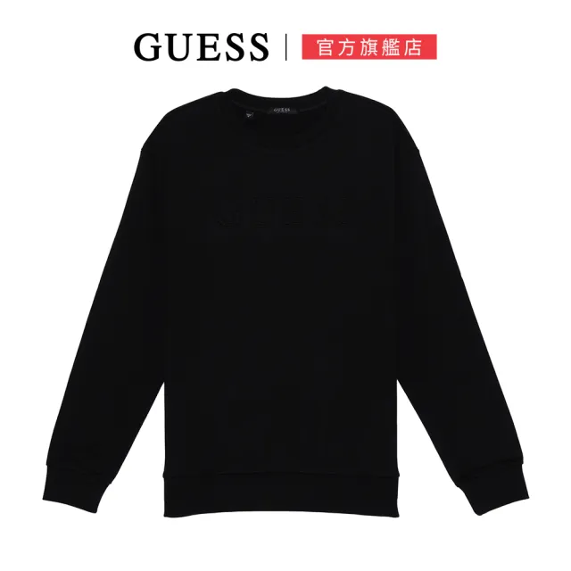 【GUESS】簡約素色立體LOGO大學T(三色任選)