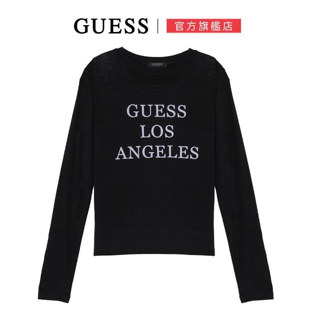 【GUESS】美式休閒簡約長袖上衣(兩色任選)