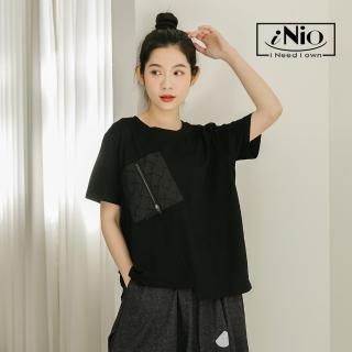 【iNio 衣著美學】短袖上衣 春夏新品 現貨 口袋拼接 圓領 短袖棉T(CDW1057)