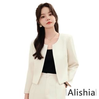 【Alishia】優良選材時尚無領休閒西裝外套 S-4XL(現+預 白 / 黑)