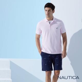 【NAUTICA】男裝 滿版船槳圖騰印花休閒短褲(深藍)