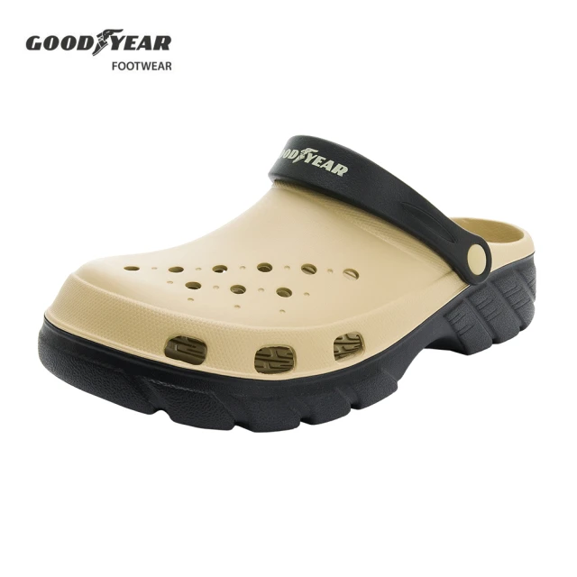 GOODYEAR 固特異 水陸雙色兩用洞洞鞋/男鞋 寬楦 透氣 厚底 輕量 卡其色(GAMP33371)