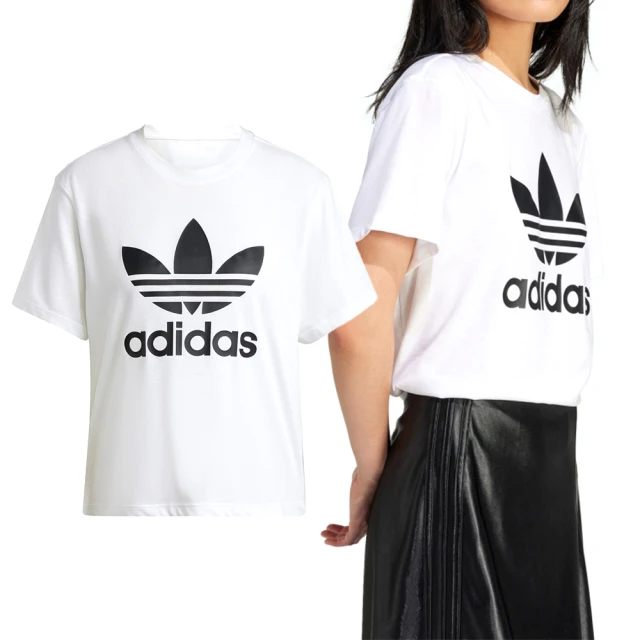 adidas 愛迪達 TRFL Tee Boxy 女款 白色 上衣 T恤 經典 三葉草 休閒 寬鬆 棉質 短袖 IN8441