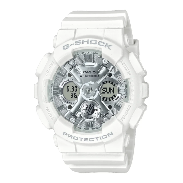 CASIO 卡西歐 G-SHOCK閃耀白色雙顯錶(GMA-S120VA-7A)